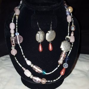 Multi-colored and Crystal and Metal three-piece se